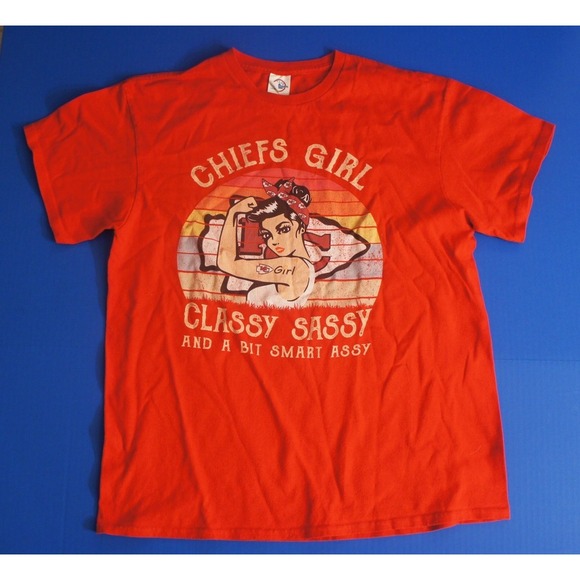 Delta Tops - Kansas City Chiefs CHIEFS GIRL Classy Sassy Tee Shirt Delta Size L (Mahomes)